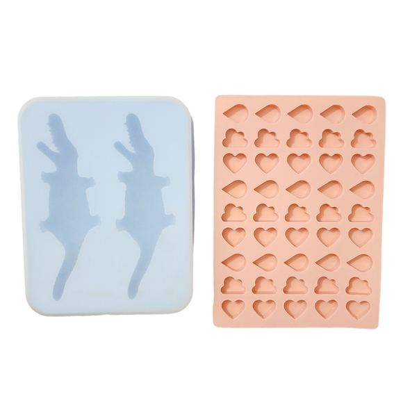 Alligator Crocodile With Lid and Heart Cloud Teardrop Silicone Mold - Picture 2 of 3